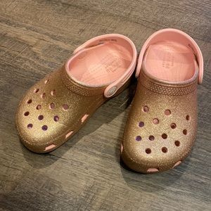 Kids Pink Sparkle Crocs - Size 11